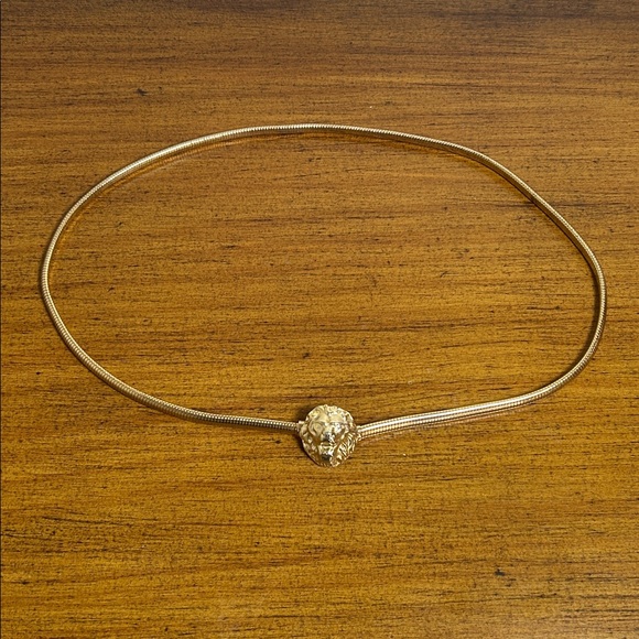 Vintage Retro Lions Head Stretch snake Belt Gold Tone Zodiac Leo - Picture 7 of 13